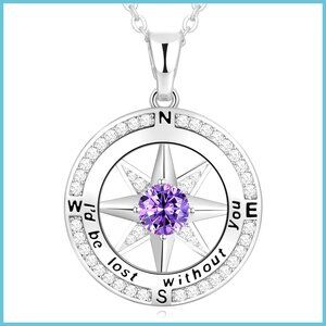 S925 Sterling Silver Birthstone Necklace with Adjustable Cable Chain